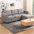 thumbnail image 2 of JERFIT Modern 4-Seat Modular Sectional Sofa with Storage Ottoman, L-Shaped Convertible Couch in Dawn Grey Burlap Fabric, 2 of 10