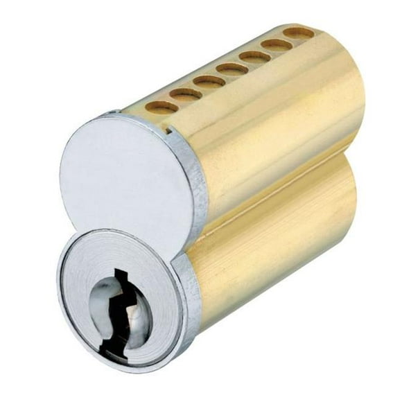 Noyau Interchangeable de Petit Format Non Combiné 7 Broches avec Keyway et Clip, Chrome Satiné