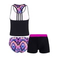 thumbnail image 2 of YEAHDOR Kids Girls 3Pcs Racer Back Tankini Swimsuit Floral Print Water Park Bathing Suit Rose Red 14, 2 of 7