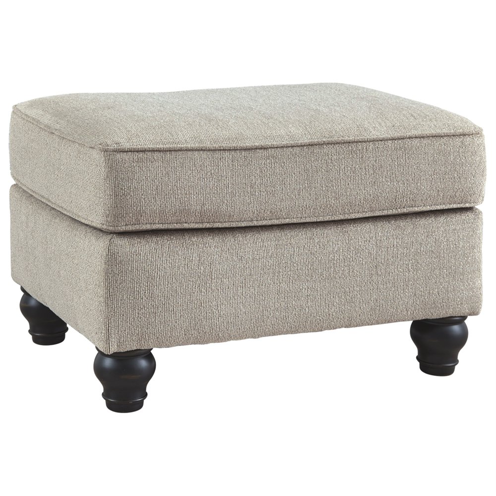 Rectangular Wooden Ottoman with Textured Fabric Upholstery, Beige