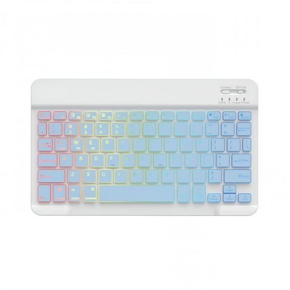 GJX 10-Inch Colorful RGB Backlit Portable Bluetooth Keyboard Compatible with 7/8/9/10th Gen 10.2 10.9- Universal for Phones, PC, and Tablets (Blue, English Keyboard)