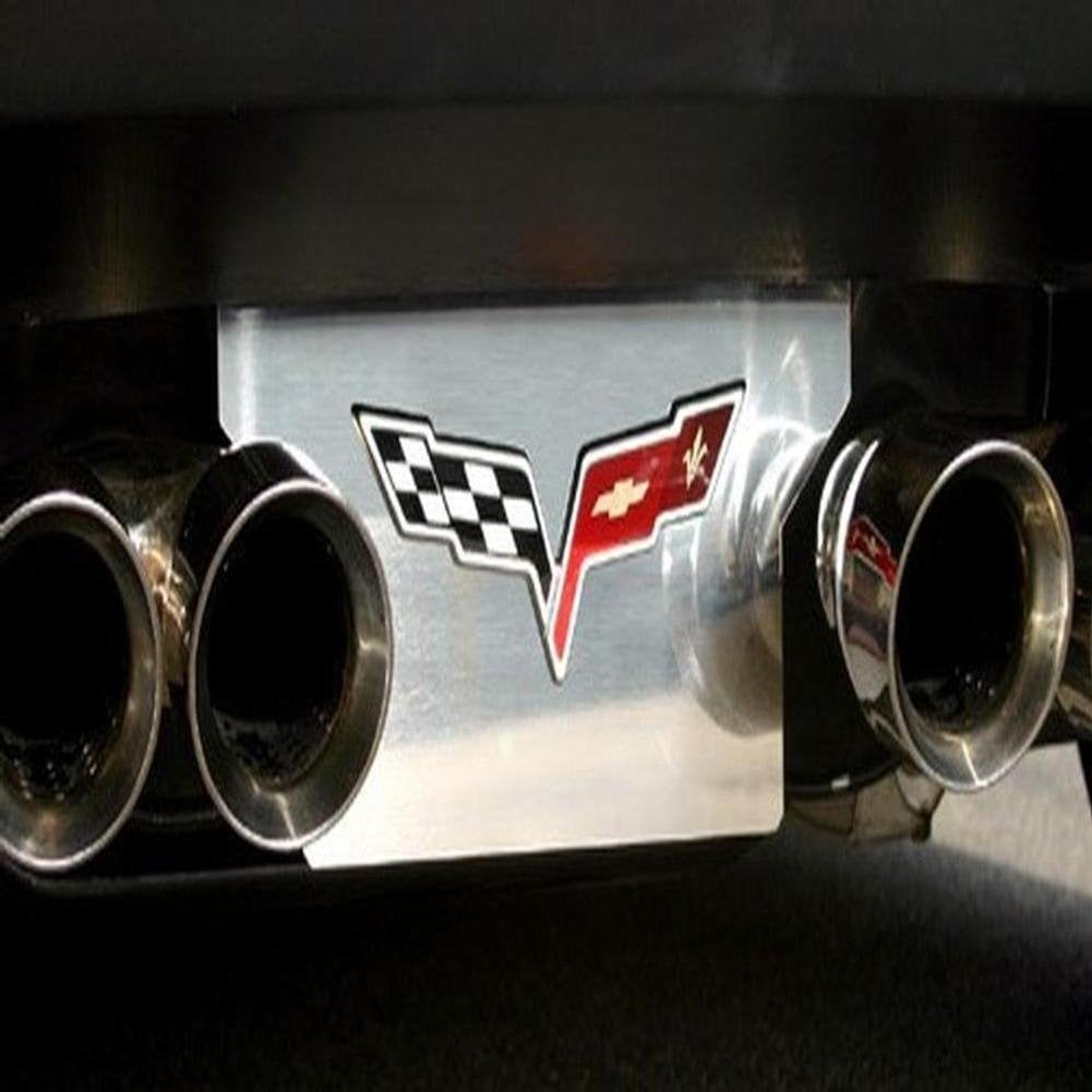 Corvette Exhaust Plate Polish Stainless Steel with C6 Logo 2005