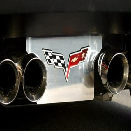 Corvette Exhaust Plate - Polish Stainless Steel with C6 Logo : 2005-2013