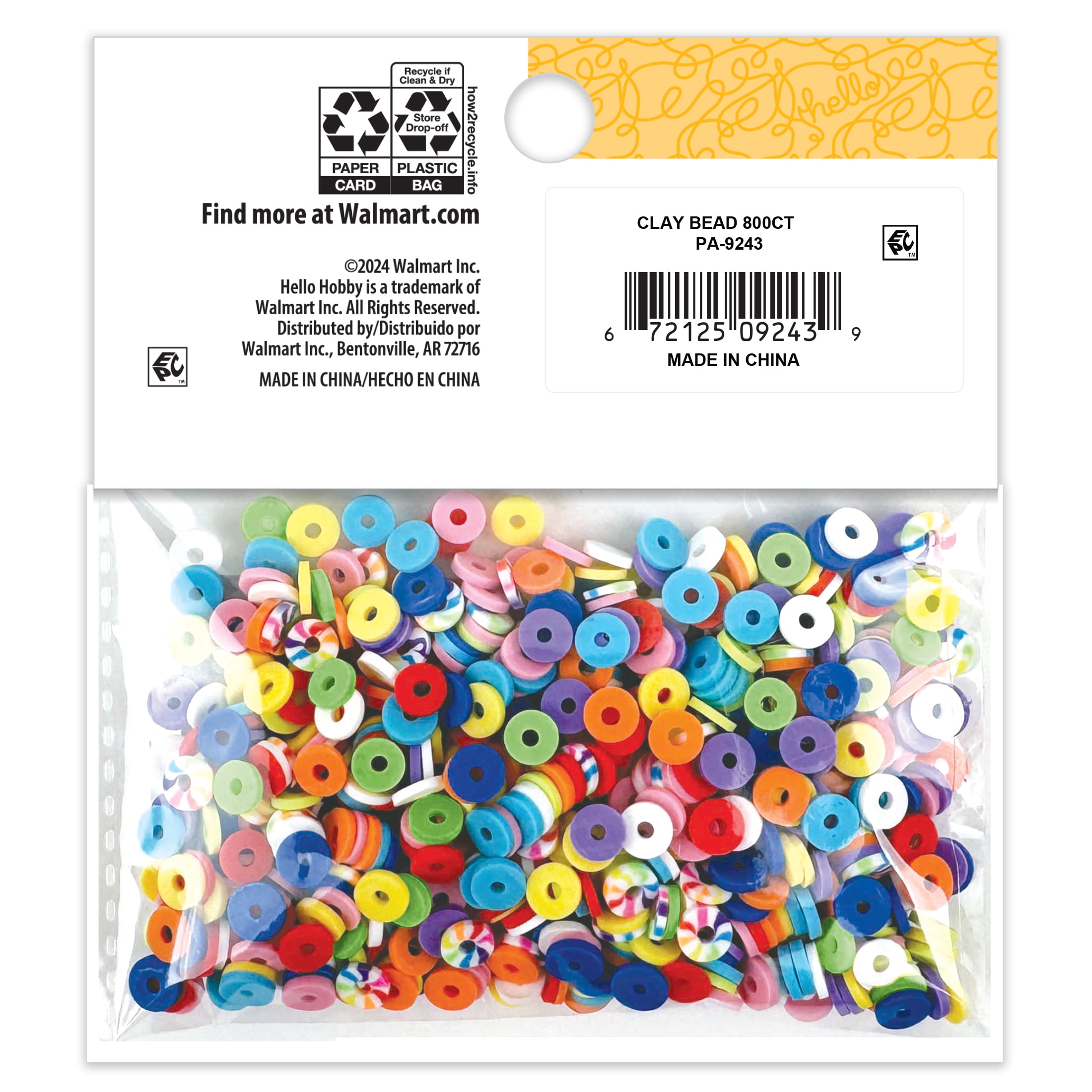 (3 pack) Hello Hobby Multicolor Clay Beads, 800 Pieces