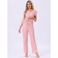 thumbnail image 2 of DARING DIVA Pajamas V Neck Top Drawstring Pants Sleepwear Lounge Sets S Pink Striped, 2 of 7