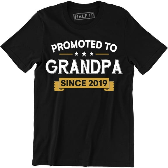 Mens Promoted To Grandpa 2019 Best Grandfather Papa T-Shirt