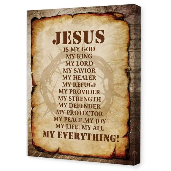 Inspirational Christian Canvas Wall Art,Jesus Is My God My King Religious Wall Decor for Christian Home Office Church