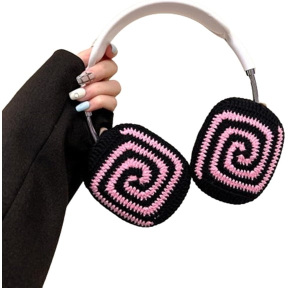Cute Soft Handmade Knitted Fur Fluffy Plush Case for AirPods Max Headphones,Cartoon Earphones Cover Multicolour for Girls Women (ROSEO)