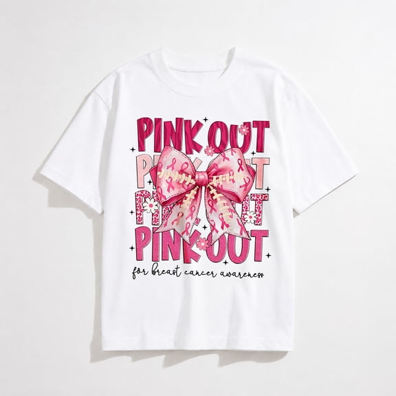 Breast Cancer Shirts for Women Breast Cancer Awareness Tshirt Pink Ribbon Graphic Short Sleeve Tee Tops