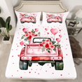 thumbnail image 2 of Castle Fairy Teens Pink Vintage Truck 4pcs Bed Sheets,Romantic Floral Rose Love Heart King Sheets,Happy Valentine's Day Super Cozy Sheet Set,Ultra Soft Home Decor, 2 of 7