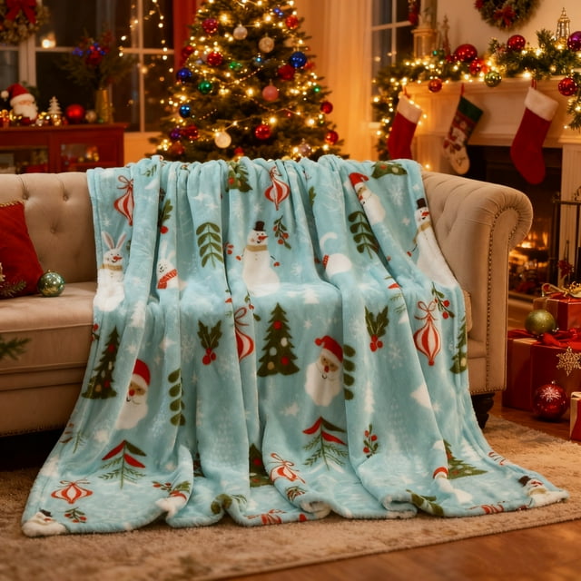 mini christmas tree Christmas Throw Blanket Santa Claus and Tree Designs Soft Plushes Microfiber Fleece Perfects for Couch Sofa Bed Cozy Lightweight Winter Decor outdoor christmas decorations