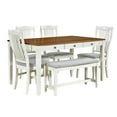 thumbnail image 2 of Euroco 6-Piece Mid-Century Solid Wood 3-Drawer Dining Table Set, Walnut Top/Butter Milk Frame, 2 of 8