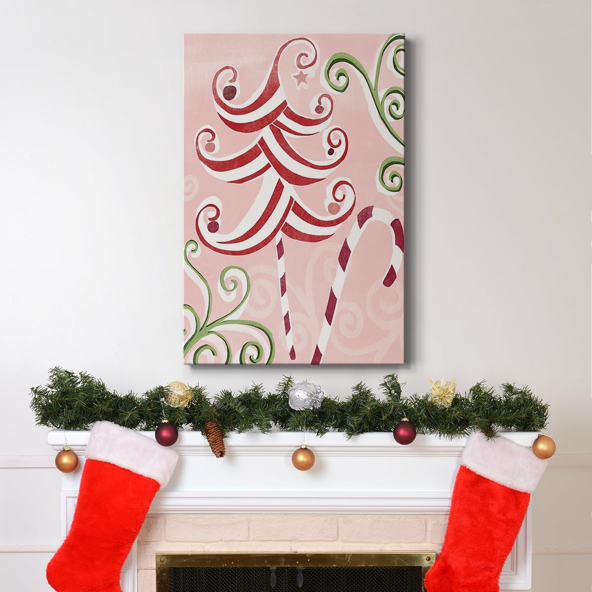 Candy Cane Holiday I- Gallery Wrapped Canvas