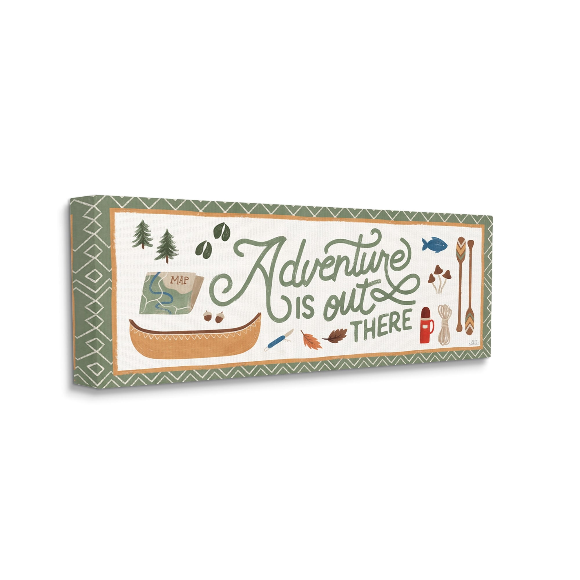 Stupell Industries Adventure Out There Calligraphy Sign Autumn Cabin Theme , 24 x 10, Design by Laura Marshall