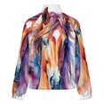 thumbnail image 6 of Jackets for Women Winter Coat Jackets Flannel Stand Collar Jacket(Colorful Horse Watercolor Art,Size:S-4XL), 6 of 7
