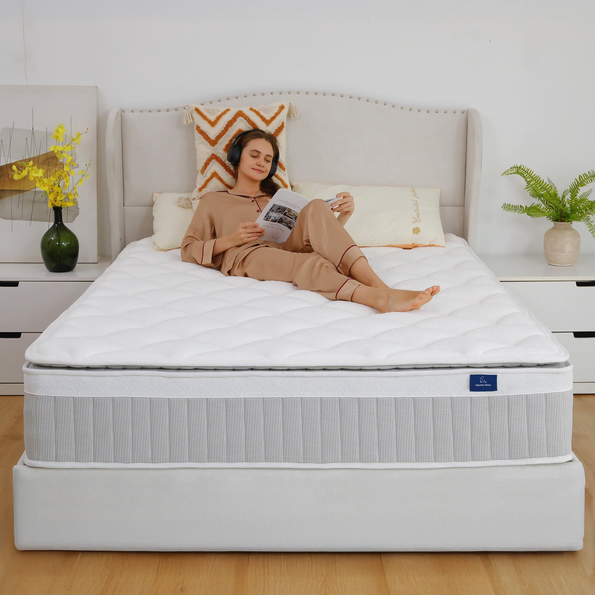 COFUNOK Queen Mattresses 12 Inch Hybrid Pillow Top Queen Size Mattress in a Box, Memory Foam and Pocket Coil Innerspring Mattresses, Cooling & Silent Sleep, Pressure Relief, Medium Feel