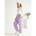thumbnail image 6 of Usaibhir Girls Cargo Pants Casual Drawstring Jogger Sportswear Parachute Pants 7-14T, 6 of 8