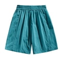 thumbnail image 5 of Dwellite Quick Dry Shorts for Womens High Waist Stretchy Straight Leg Casual Summer Shorts with Pockets Turquoise L, 5 of 6