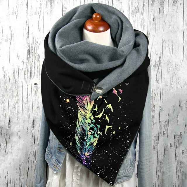 TIMIFIS Tuques pour Femmes Mode Hiver Femmes Imprimé Bouton Doux Châle Décontracté Chaud Foulards Châles -