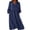 Navy, variant on SETOOFF Women V Neck Wrap Midi Dress Long Elastic Cuff Sleeve Tie Waist Loose A Line Dress with Side Pockets Casual Summer Fall Beach Travel Weekend Shopping Outdoor Vacation Daily Outfits