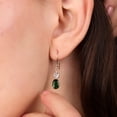 thumbnail image 5 of Bling Jewelry Womens 10K Gold Faceted Two Oval Emerald-Green Diopside & White Sapphire Drop Earrings, 5 of 6