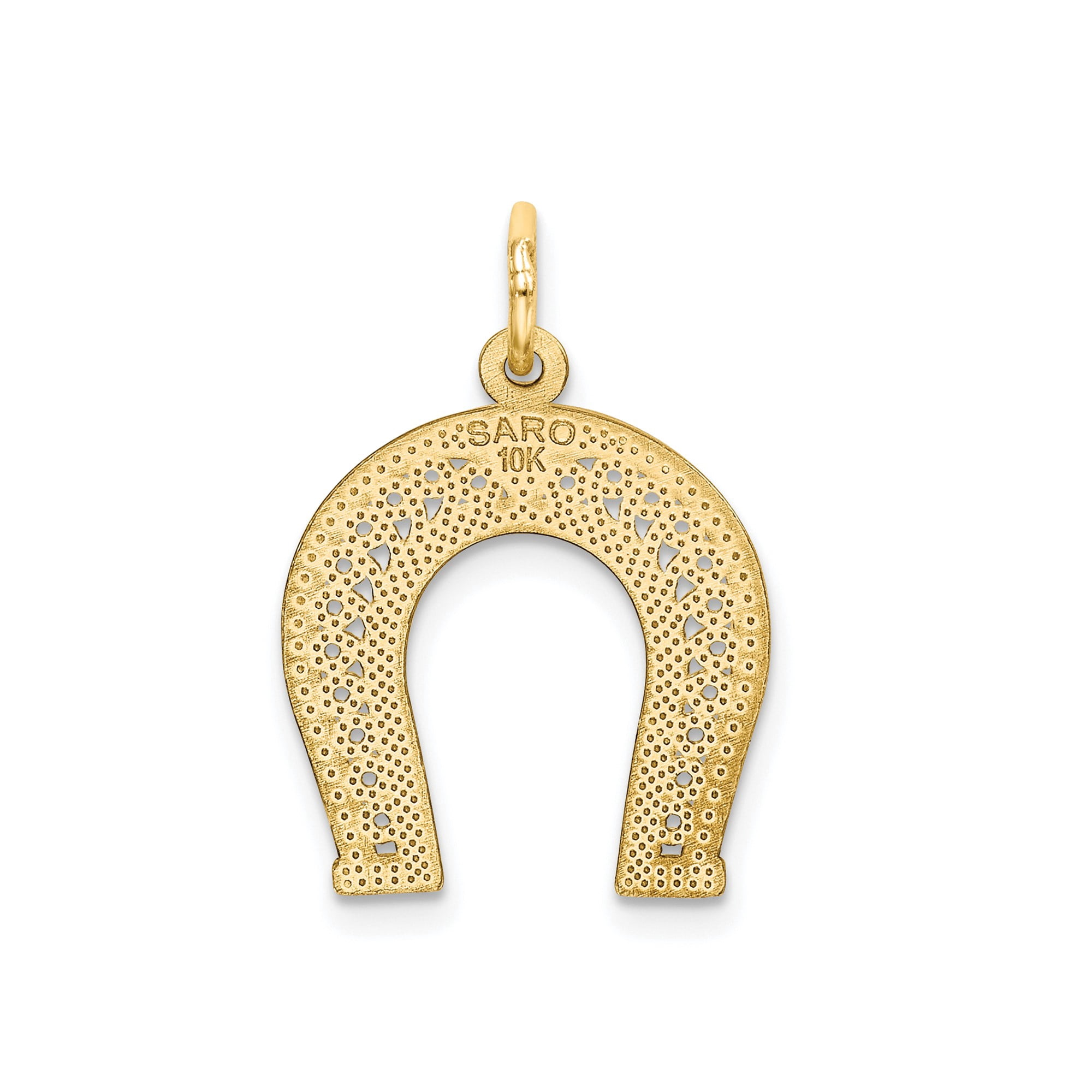 10k Yellow Gold Horseshoe Pendant with Floral Detailing, Lucky Charm Necklace for Women or Unisex, Symbol of Protection and Fortune, Delicate Equestrian Jewelry