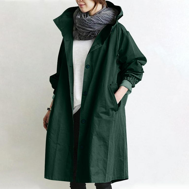 EUC UD Utex Design women's offers hooded loose fit hooded trenchcoat, 2X green