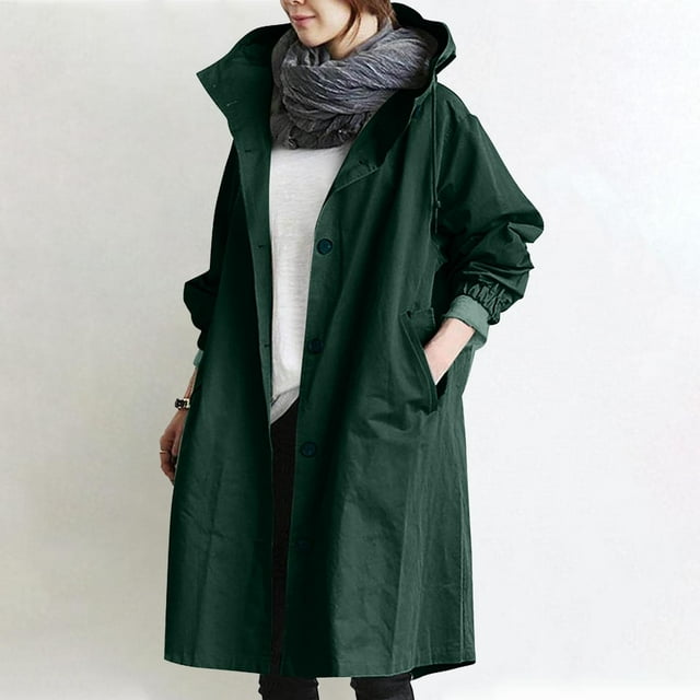 Chaquetas y abrigos casuales con capucha de manga larga para mujer, chaqueta con capucha, resistente al viento, de talla grande, plegable, cortavientos largo, para exteriores, viajes, senderismo, gaba