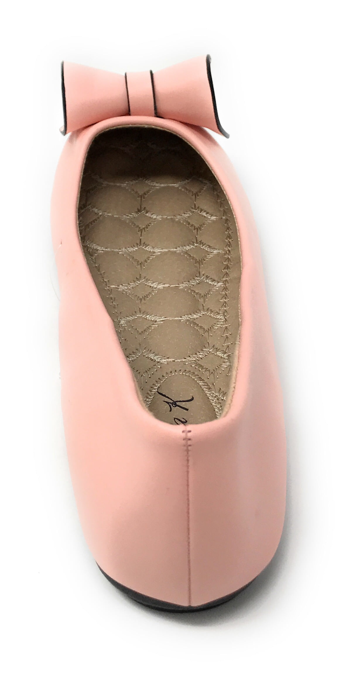 Victoria K Women's Faux Leather Roll Bow Ballerina Flats