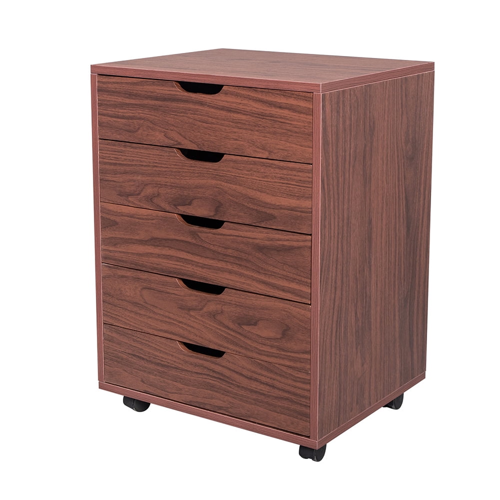 Private Jungle Five Drawers MDF With PVC Wooden File Cabinet Dark Walnut Color Private Jungle Five Drawers MDF With PVC Wooden File Cabinet Dark Walnut Color