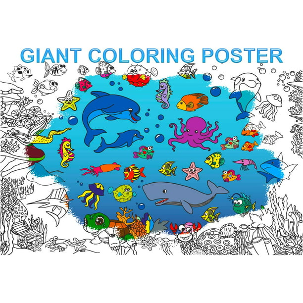 Jumbo Coloring Poster - Ocean Animals Giant Large Coloring Sheets -  Coloring Posters for Wall - Fun Color Posters for Kids - Big Huge Coloring  Poster - Coloring Pages 