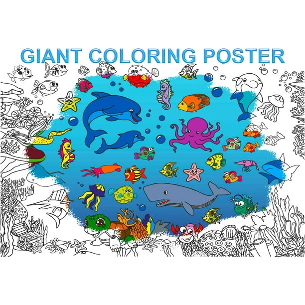 Jumbo Coloring Poster - Ocean Animals Giant Large Coloring Sheets - Coloring Posters for Wall - Fun Color Posters for Kids - Big Huge Coloring Poster - Coloring Pages Jumbo Coloring Poster - Ocean Animals Giant Large Coloring Sheets - Coloring Posters for Wall - Fun Color Posters for Kids - Big Huge Coloring Poster - Coloring Pages
