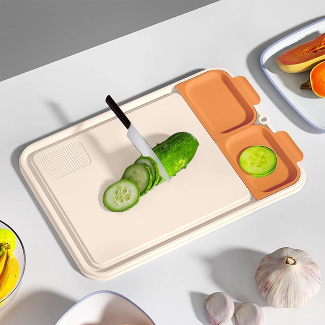Tabla de cortar de plástico con asa de fácil agarre para cocinar, alfombrilla antideslizante para carne, fruta y verduras, tabla de cortar gruesa para frutas.