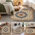 thumbnail image 6 of Vintage Floral Washable Round Area Rug 7 ft, Navy Brown Classical Ethnic Bohemian , Soft Non Slip Rugs Stain Repellent Indoor Felt Carpet for Living Dining Room Bedroom Home Office, 6 of 9