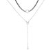 thumbnail image 1 of Collar de doble capa para mujer, cadena colgante con decoración de diamantes de imitación redondos, joyería, 1 of 5