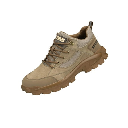 

SIMANLAN Women Safety Shoe Indestructible Work Shoes Lace Up Sneakers Unisex Puncture-proof Protection Boot Men Steel Toe Khaki 5