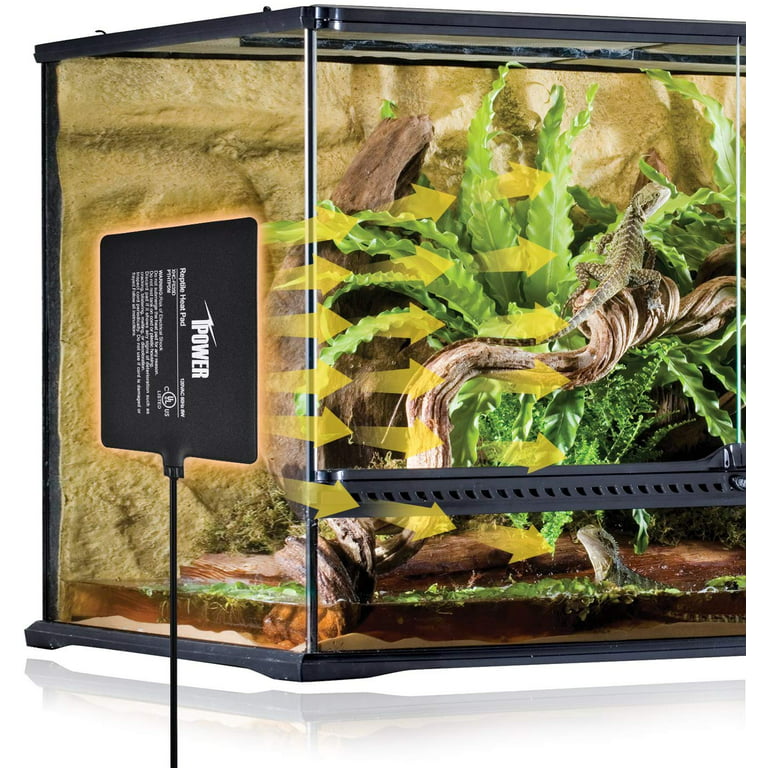 iPower 6x 8 Watt Terrarium Reptile Heating Pad Under Tank Warmer Heater  Mat with Digital Thermostat，Black 