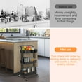 thumbnail image 2 of 3-Tier Metal Rolling Utility Cart, Kitchen Storage Cart Trolley Cart with Extra 2 Hanging Cups and 4 Hooks, 2 of 6