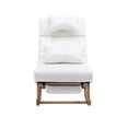 thumbnail image 3 of Accent Rocking Chair, PU Upholstered Rocker Recliner with Footrest and Headrest Pillow, Modern Living Room Chair with Wooden Base and Thicken Seat Cushion, White, 3 of 7