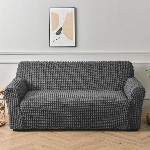 Nvzi Funda de sofá duradera y lavable, funda de sofá elástica de 2 plazas, protector de muebles universal de fácil ajuste (gris oscuro)
