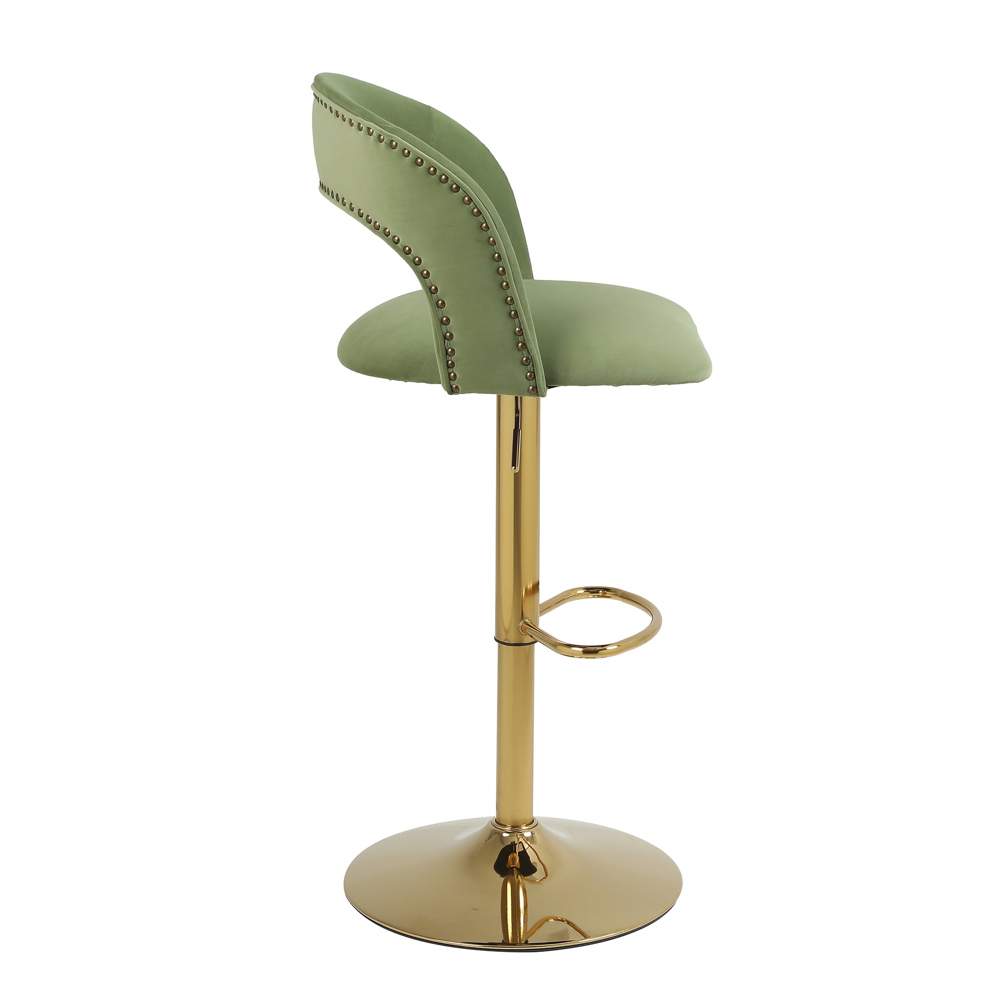 Kadyn Adjustable Tufted Swivel Bar Stool with Back& Footrest for Home, Avocado, Set of 2