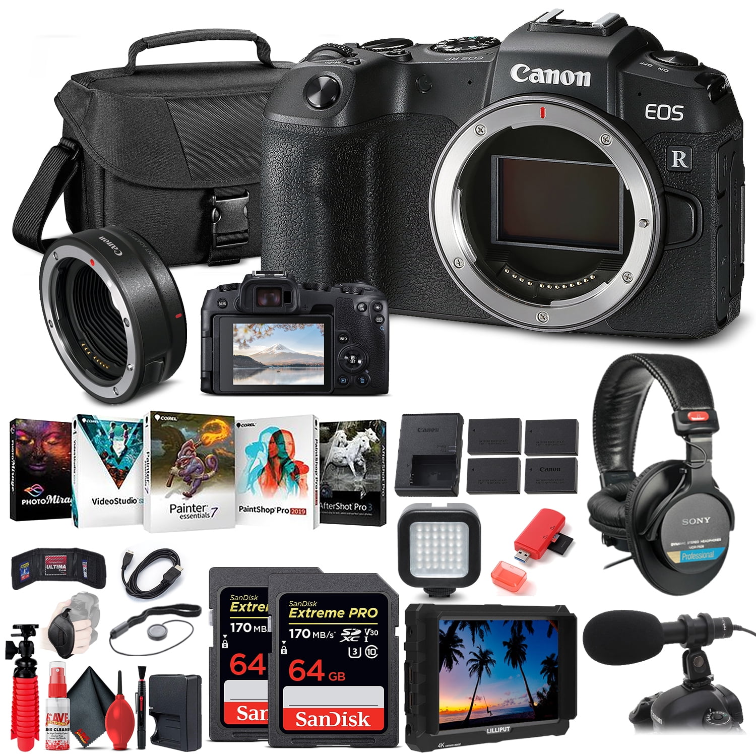 Canon EOS RP Mirrorless Digital Camera (3380C002) + 4K Monitor + More (International Version)
