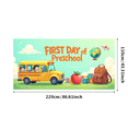thumbnail image 1 of Colorful and Cheerful Preschool First Day Banner with School Bus Backpack Apple and Airplane Elements Backdrop for Photo Taking School Party Decorations Kids Event Photo Props, 1 of 4