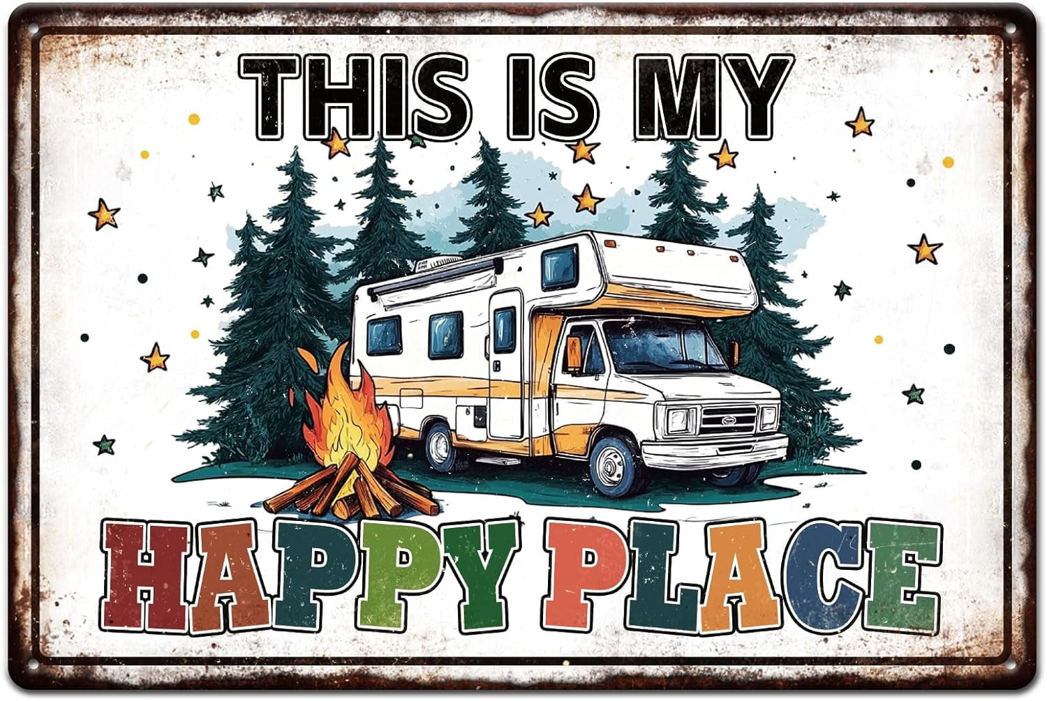 MUCHENGGIFT Funny Campsite Metal Tin Sign Wall Decor Farmhouse