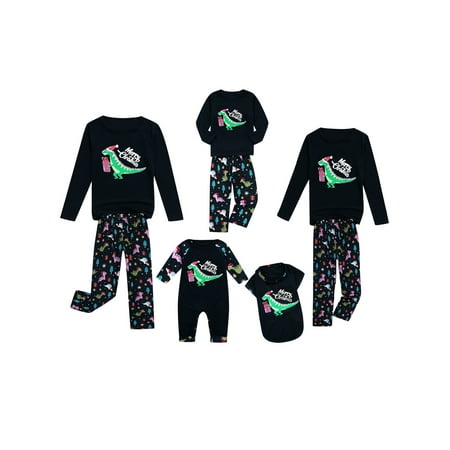 

SUNSIOM Christmas Matching Family Pyjamas Dinosaur Long Sleeve Crewneck Tops+Pjs Pants Family Pyjamas Set