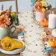 thumbnail image 4 of ERUNPONLY Orange Blue Fall Table Runner - 36 Inch Long Pumpkins Rustic Botanical Thanksgiving Cotton and Linen Blended Dress Scarves Farmhouse Table Runner for Kitchen Dining, Coffee Table, 13" x 36", 4 of 8