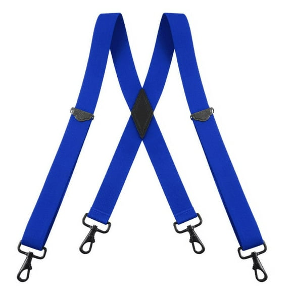 Buyless Fashion Suspenders for Men - 48" Adjustable Straps 1 1/4" - X Back with Black Hooks - 5141-Royal-Blue