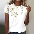 thumbnail image 2 of Jewelreauty Womens Summer Tops Casual Short Sleeve Crewneck Print T-Shirts Loose Tunic Tee Blouses 2025 (L, White), 2 of 4