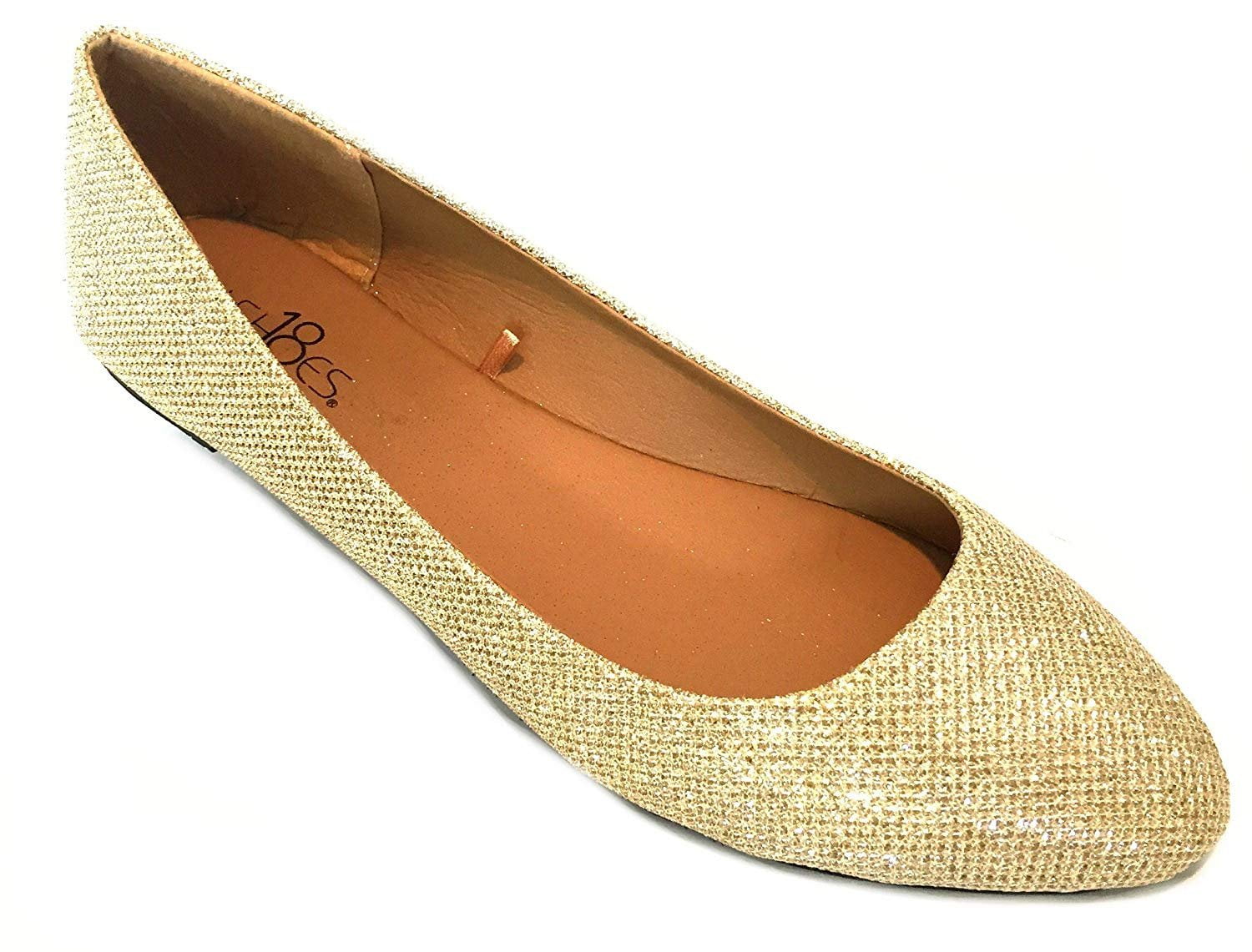 gold glitter flat shoes