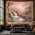thumbnail image 6 of Pink Blossoms and Waterfall in a Dreamy Forest, Serene Watercolor for Nature Lovers, Botanical Art Decor, Birthday Gift Tapestry Wall Hanging for Bedroom and Living Room, 6 of 7